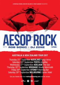 Aesop Rock w/ Rob Sonic & DJ Zone Announce NZ Tour 